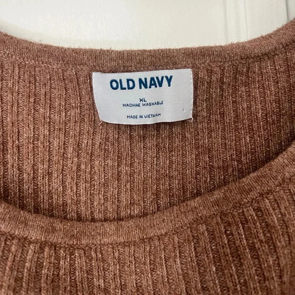 Old Navy Ribbed Knit Sweater | Square Neckline | Brown Long Sleeve Top | Size XL - Picture 2 of 7